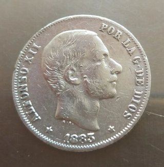 Moneda Plata 20 Centavos Peso 1883.
