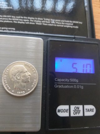 Moneda Plata 20 Centavos Peso 1883.