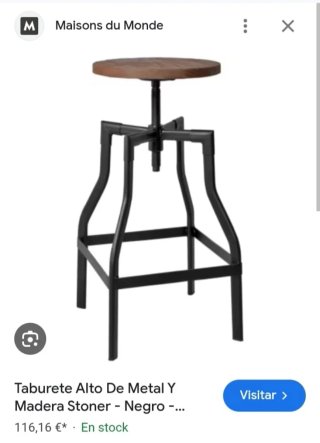 Taburete alto madera y metal Stoner
