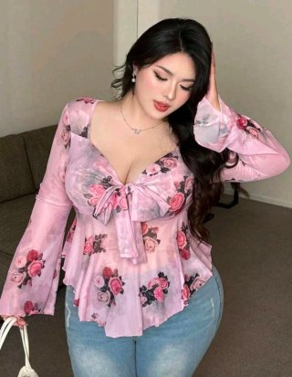 Blusa rosa floral manga larga