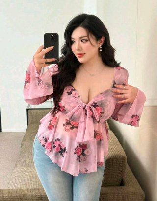 Blusa rosa floral manga larga