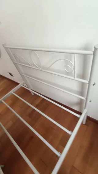 Letto singolo ferro battuto bianco con doghe