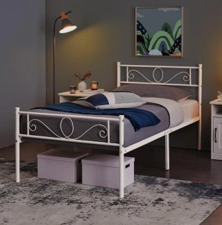 Letto singolo ferro battuto bianco con doghe