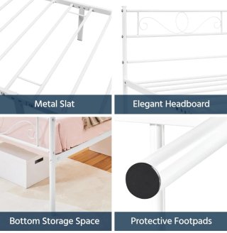 Letto singolo ferro battuto bianco con doghe