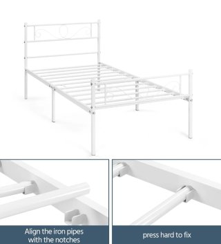 Letto singolo ferro battuto bianco con doghe