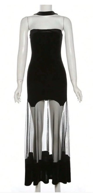 Vestido largo negro punk gótico clubbing vintage