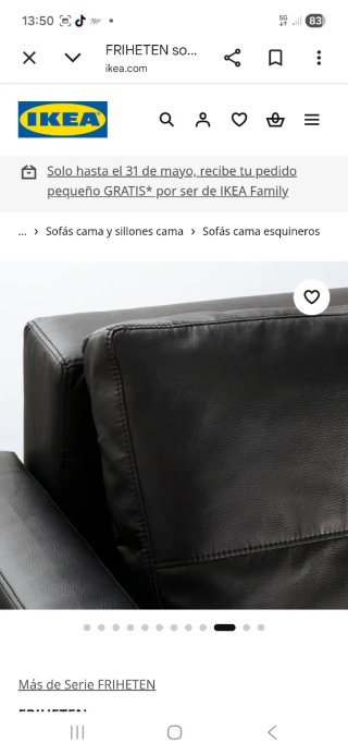 Sofá Cama Chaise Longue Friheten Ikea Negro