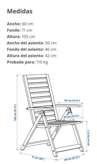 Conjunto mesa y sillas madera terraza