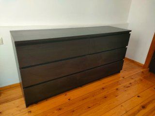 Cómoda MALM 6 cajones Ikea Negra/Marrón