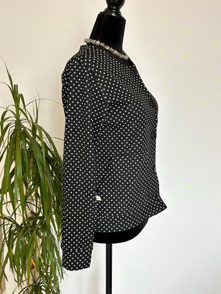 Cárdigan Negro Lunares Blancos