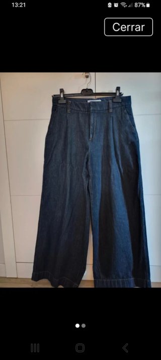 Pantalón ancho tiro alto Zara azul