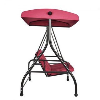 Silla Colgante de Patio para 3 Personas, Columpio con Dosel Convertible, Patio Exterior con Dosel Ajustable, Cojín Grueso Desmontable y Estructura de Acero Aleado, para Balcón, Jardín, Junto a la ...