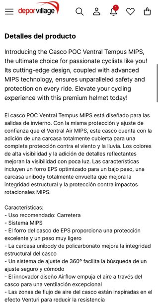 Casco POC Ventral Tempus Mips. Nuevo!