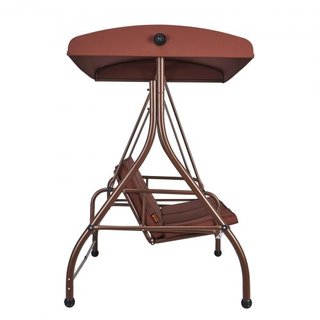 Silla Colgante de Patio para 3 Personas, Columpio con Dosel Convertible, Patio Exterior con Dosel Ajustable, Cojín Grueso Removible y Estructura de Acero Aleado, para Balcón, Jardín, Junto a la Pi...