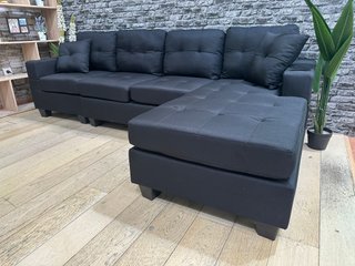 Sofá Chaise Longue Negro con Posavasos