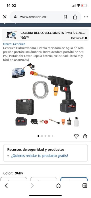 Pistola de agua a presión portatil.