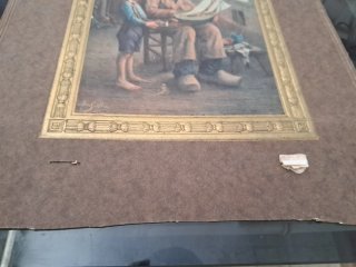 Antiguo cuadro abuelo y niño