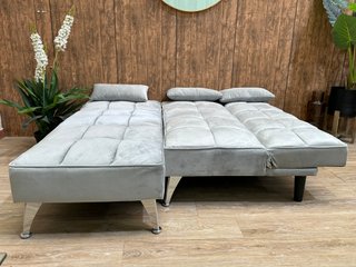 Sofá Cama Chaise Longue Terciopelo Gris