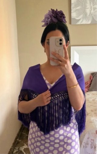 Manton Flamenco Morado Hecho a Mano