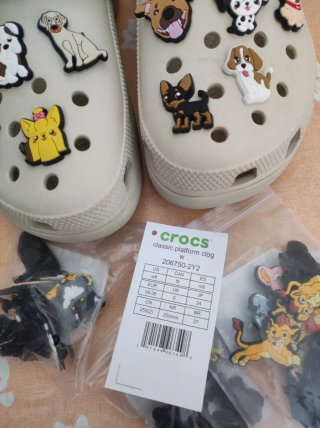 Zuecos Crocs Beige con Jibbitz de Perros