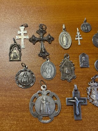 Lote medallas religiosas antiguas plata