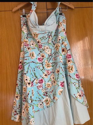 Vestido vintage flores azul y rosa