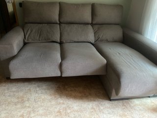 Sofá chaise longue beige/gris