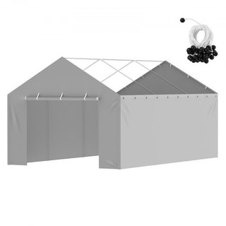 Cubierta de Lona para Carport Reemplazo Pared Lateral 12 x 20 pies, Refugio de Garaje Toldo Resistente al Agua y Protegido contra UV, Instalación Fácil con Bungee de Bola, Gris (Parte Superior y E...