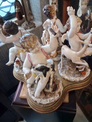 Figuras Algora Cerámica Querubines Cisne