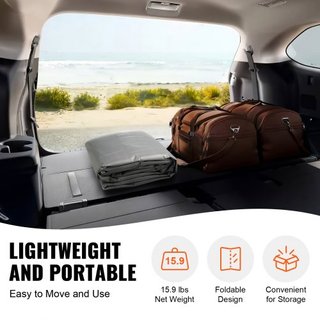 Cubierta de Carport de Reemplazo 12 x 20 pies, Refugio de Carpa Superior para Garaje, Lona Resistente al Agua y Protegida contra UV, Instalación Fácil con Bungee de Bola, Gris (Solo Cubierta Super...