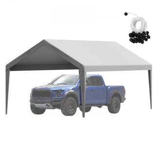 Cubierta de Carport de Reemplazo 12 x 20 pies, Refugio de Carpa Superior para Garaje, Lona Resistente al Agua y Protegida contra UV, Instalación Fácil con Bungee de Bola, Gris (Solo Cubierta Super...
