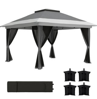 Cenador Plegable 3,6x3,6m Gris/Negro