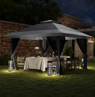 Cenador Plegable 3,6x3,6m Gris/Negro