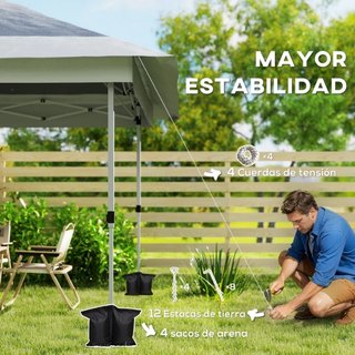 Cenador Plegable 3,6x3,6m Gris/Negro