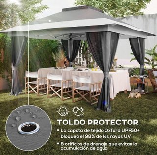 Cenador Plegable 3,6x3,6m Gris/Negro