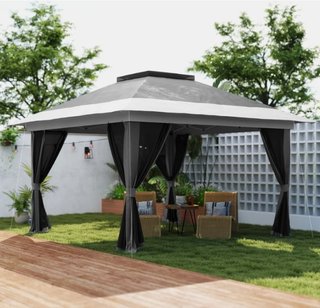 Cenador Plegable 3,6x3,6m Gris/Negro