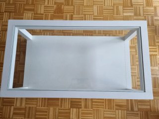Mesa centro Banak cristal y madera blanca