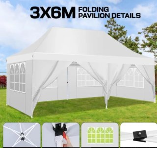 Carpa plegable blanca 3x6