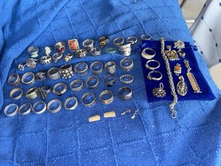 Lote de Joyería: Anillos, Pulsera, Colgantes plata