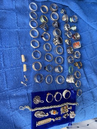 Lote de Joyería: Anillos, Pulsera, Colgantes plata