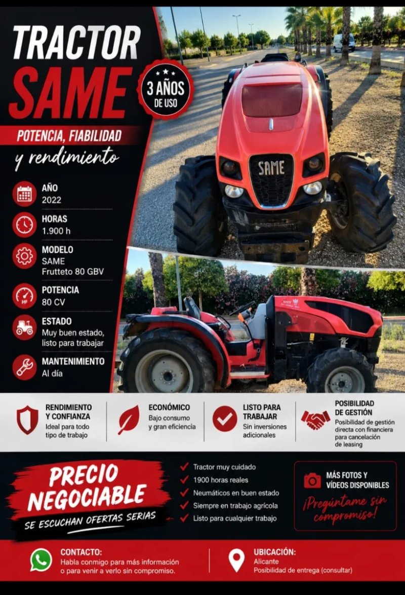 Tractor Same Frutero 80cv - 1900h precio Negociabl