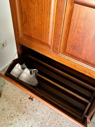 Mueble zapatero madera abatible + espejo recibidor