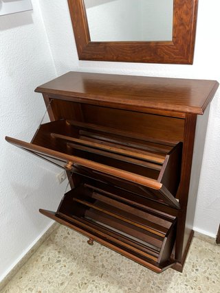 Mueble zapatero madera abatible + espejo recibidor