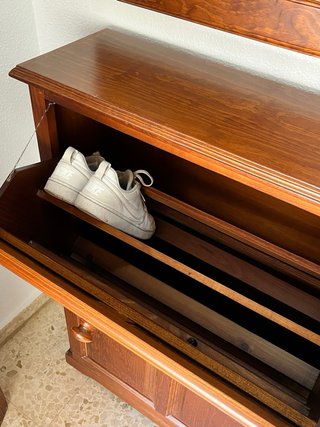 Mueble zapatero madera abatible + espejo recibidor