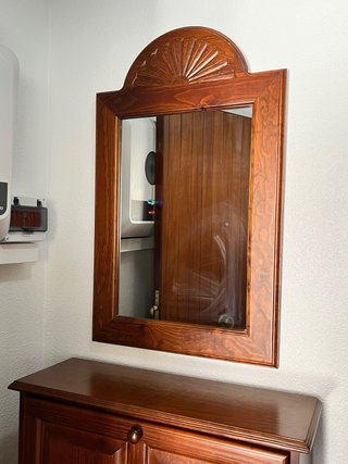 Mueble zapatero madera abatible + espejo recibidor