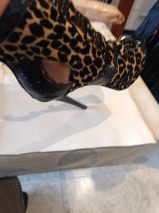 Botines 16cm Animal Print Dedos Descubiertos