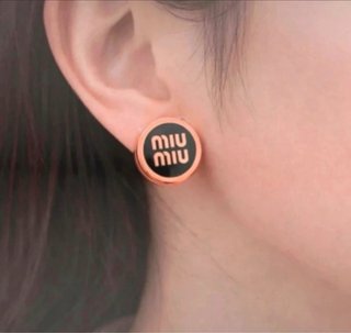 Orecchini Miu Miu Logo Nero Oro
