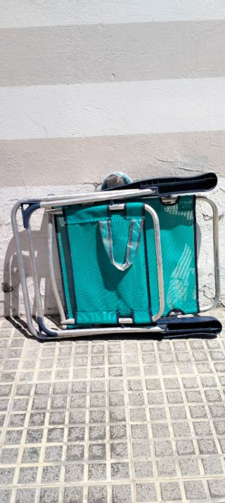 Silla de playa plegable azul