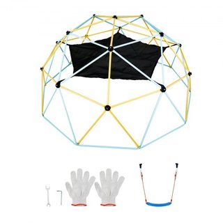 Domo de Escalada, Domo Geométrico de 10FT con Hamaca y Columpio, para Niños de 3 a 10 Años, Gimnasio Jungle que Soporta 750LBS y Fácil Montaje, con Agarre para Escalar, Equipamiento de Juego para ...