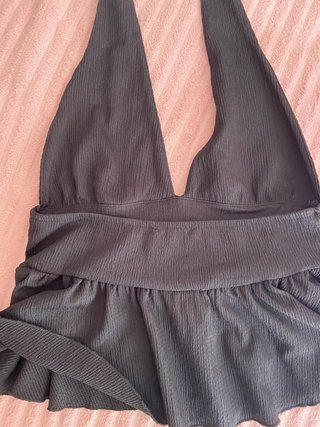Top Halter Zara Negro Escote Profundo